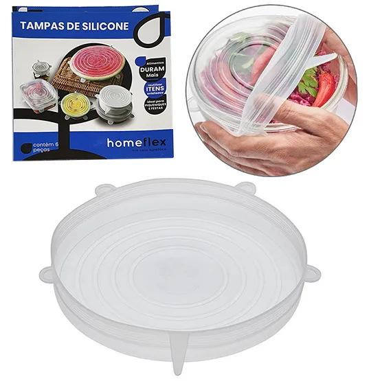 Tampas De Silicone Flexíveis Reutilizáveis - Kit 6 Unid - Imagem 2