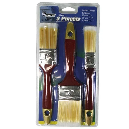 Kit Trincha Pintura Parede Pincel 3 Peças Western - Imagem 2