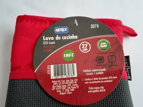 Luva Para Cozinha Silicone Térmica Com Neoprene Vermelha Preta - Imagem 4