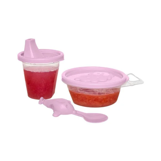 Kit Infantil Divertido 3 Peças Com Colher Aviãozinho