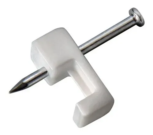 100 Miguelão Grampo 4mm Fixa Fio 10x12 Branco Com Prego Aço - Imagem 5