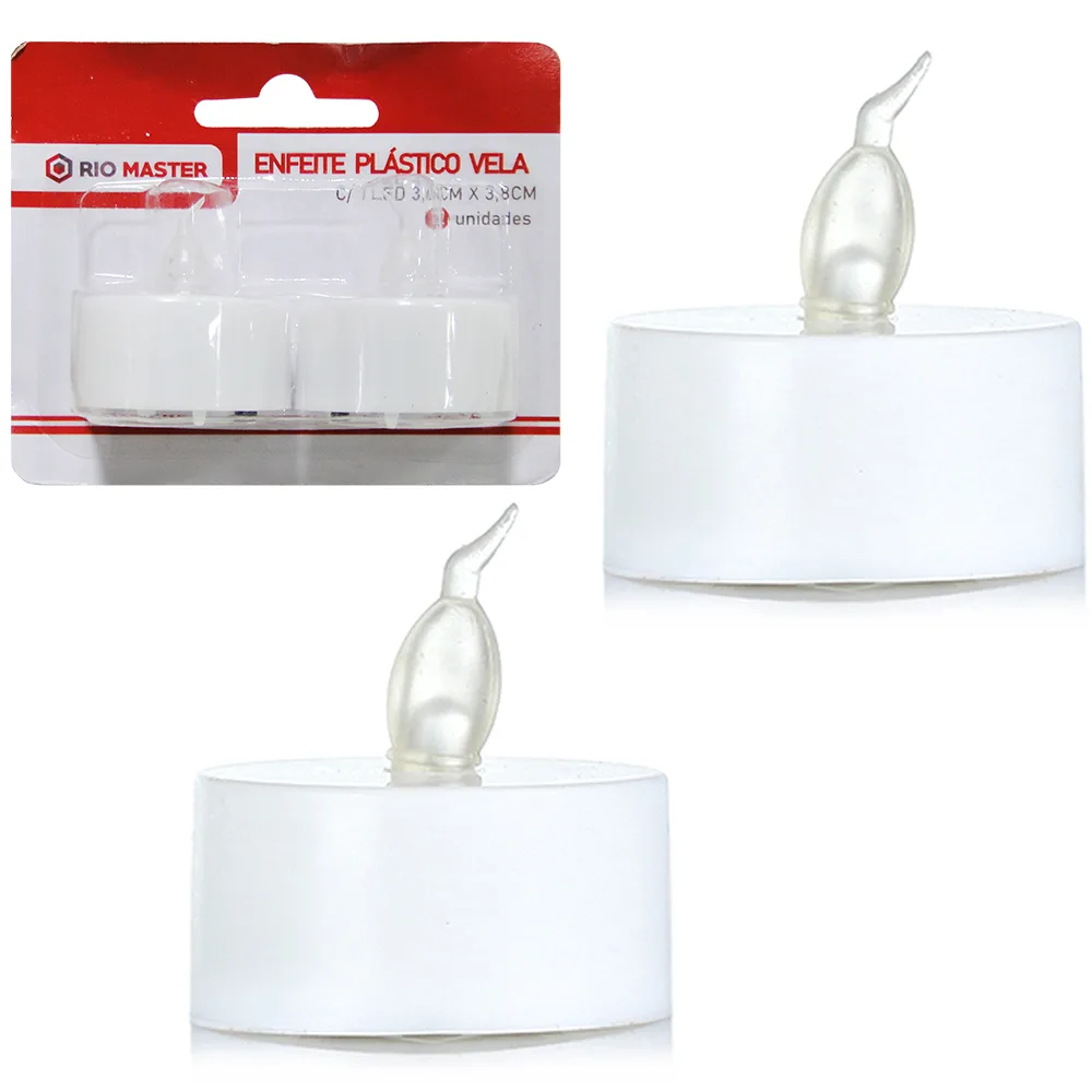 Vela Decorativa Eletrônica de Led Bateria 2 Peças 3,8x3,6cm - Imagem 3