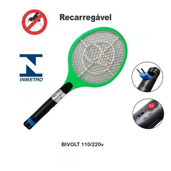 Raquete Mata Insetos Elétrica Recarregável Bivolt - Caerus - Imagem 2
