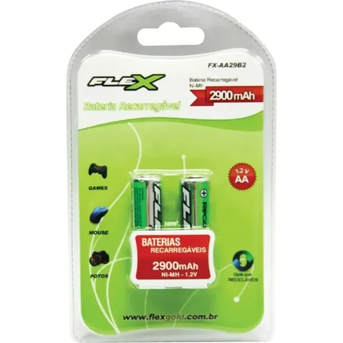 Pilha Recarregável Pequena AA 2900Mah 1.2V. - Blister Com 2 - Imagem 3