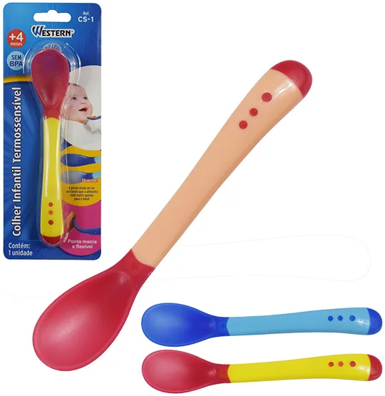 Colher Infantil Ponta Silicone Termossensível Bebês Western