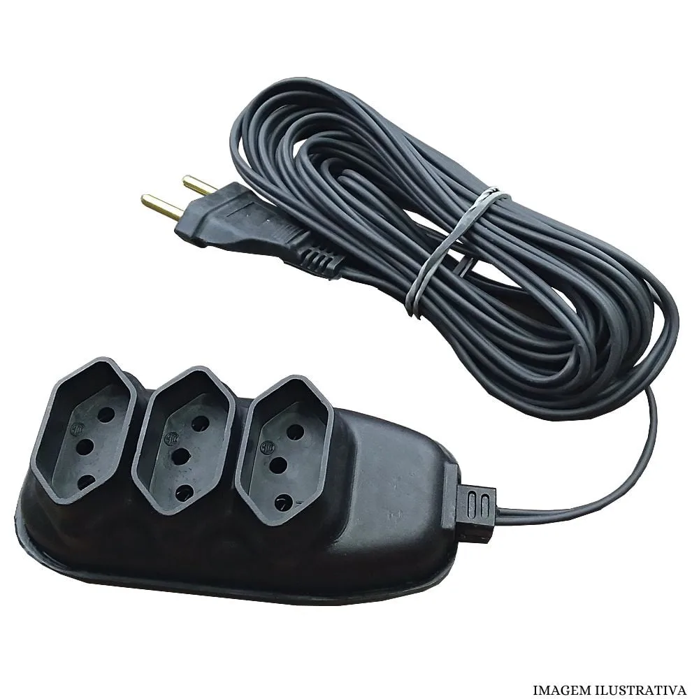 Extensão Elétrica 5 Metros Com 3 Tomadas / Saídas Bivolt - Imagem 2