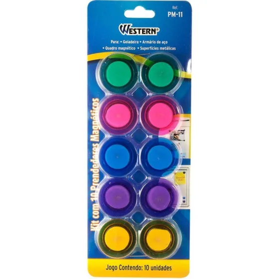 10 Imãs Prendedor Magnético Redondo Geladeira Mural 30mm