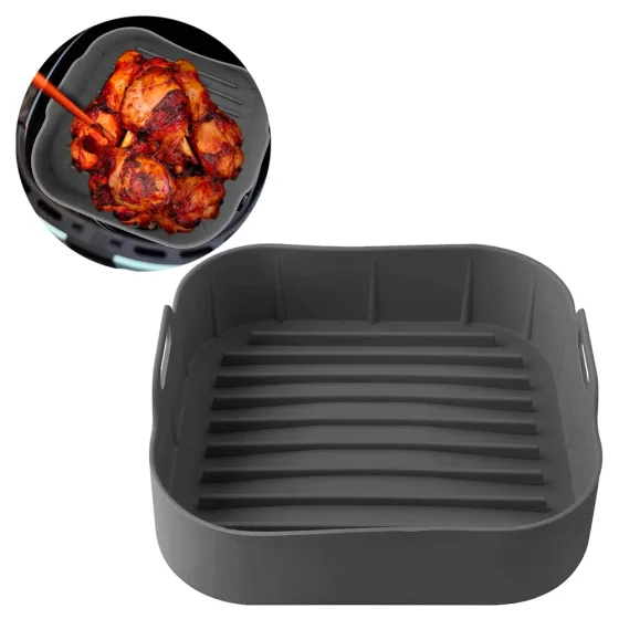 Forma de Silicone Quadrada com Alça para Air Fryer 20,5cm
