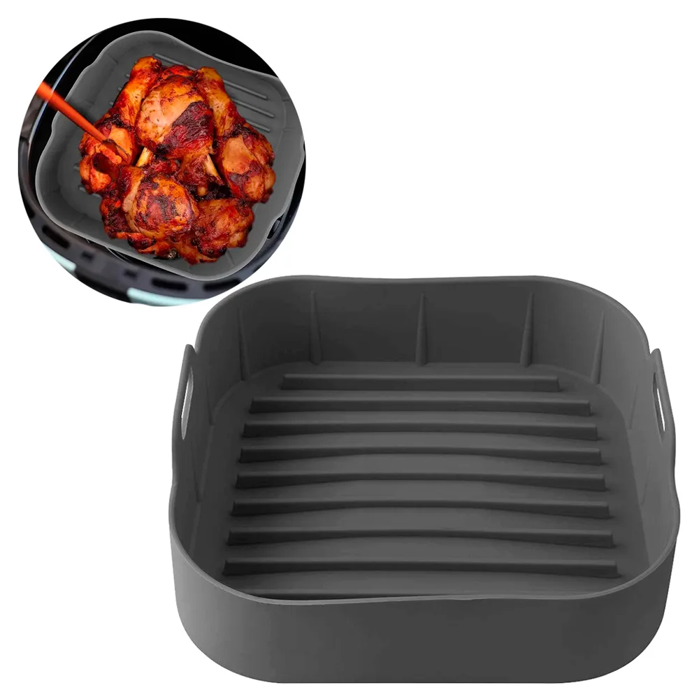 Forma de Silicone Quadrada com Alça para Air Fryer 20,5cm