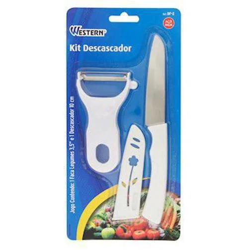 Faca + Descascador Legumes e Frutas 2 em 1 Corta, Descasca