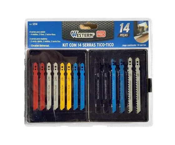 Jogo Kit Serra Tico Tico 14 Lâminas Para Madeira e Metal