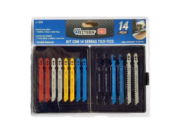 Jogo Kit Serra Tico Tico 14 Lâminas Para Madeira e Metal