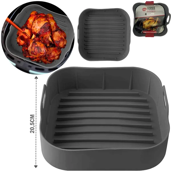 Forma de Silicone Quadrada com Alça para Air Fryer 20,5cm - Imagem 4