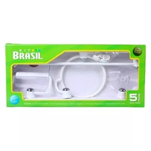 Kit Acessórios Para Banheiro Branco Cristal Com 5 Peças