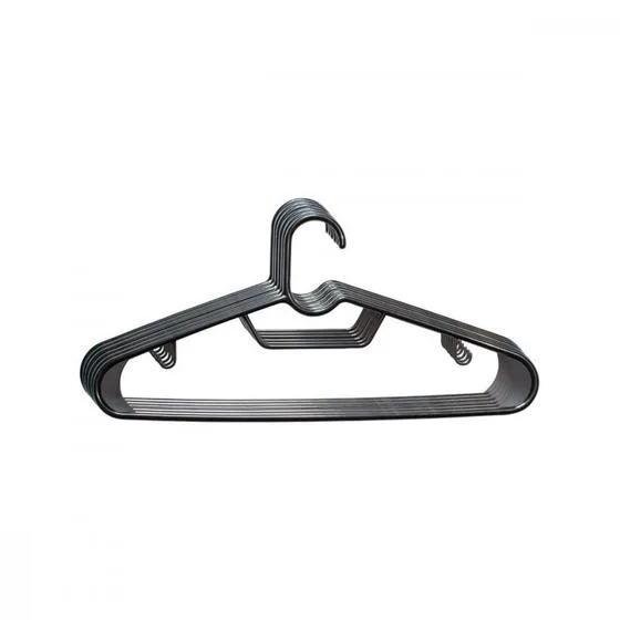 Cabide Preto Plastico 6 Peças - 38,8cm x 18,3 cm Hangers