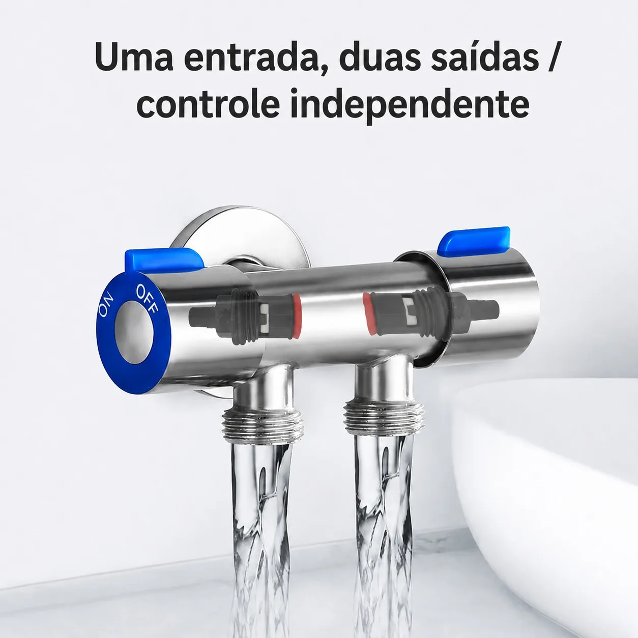 Válvula Registro Duplo Inox 1/2 1 Entrada 2 Saídas - Imagem 2