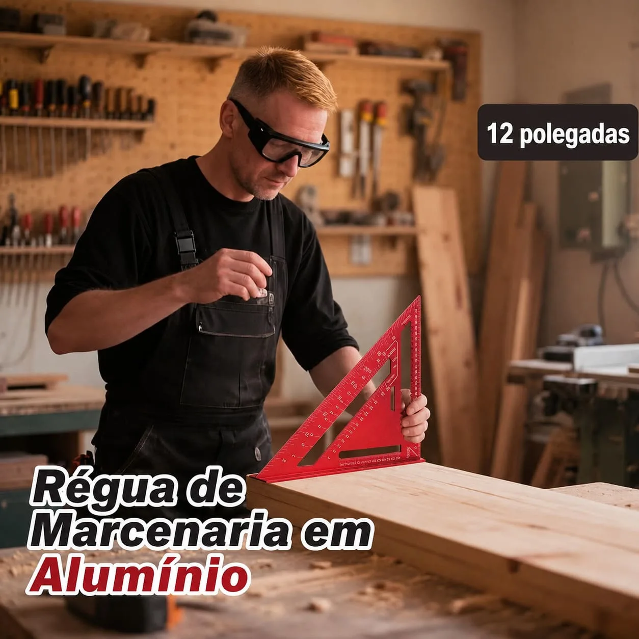 Esquadro Triangular de Alumínio 12 Pol 0 a 90° Marcenaria - Imagem 4