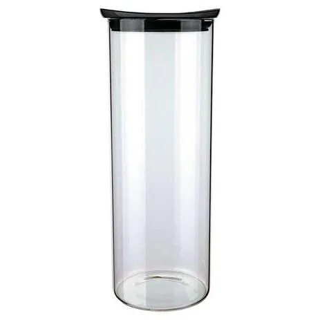 Pote de Vidro Euro Slim com Tampa Plastica Preto 1,7L