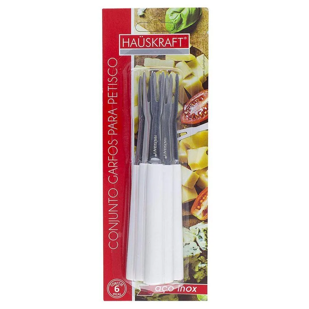 Conjunto Garfos Petiscos Branco Inox 6 Peças 13 Cm Hauskraft - Imagem 2