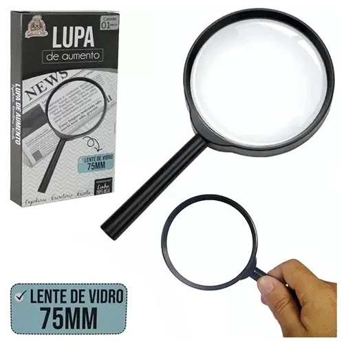 Lupa de Aumento 75mm Lente de Vidro UP6060