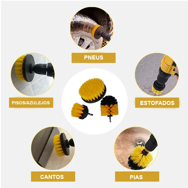 Kit 3 Escovas Rotativas Para Uso Em Furadeira/parafusadeira F-302 - Imagem 2