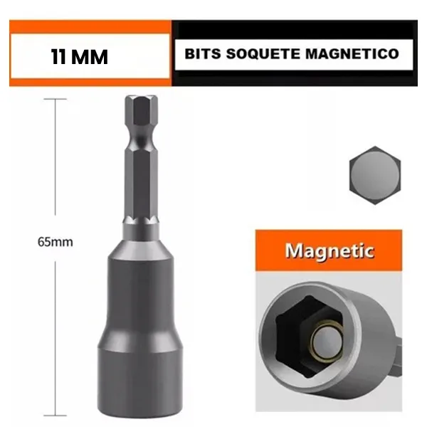 Ponta Bits Soquete Magnetico 11mm (05 Peças) Parafusadeira - Imagem 3