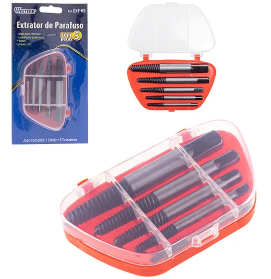 Extrator De Parafusos Com 5 Peças Mais Estojo - Imagem 2