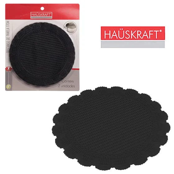 Descanso de Panela Preto 17cm com 2 Peças - HAUSKRAFT-DSPA-002PT