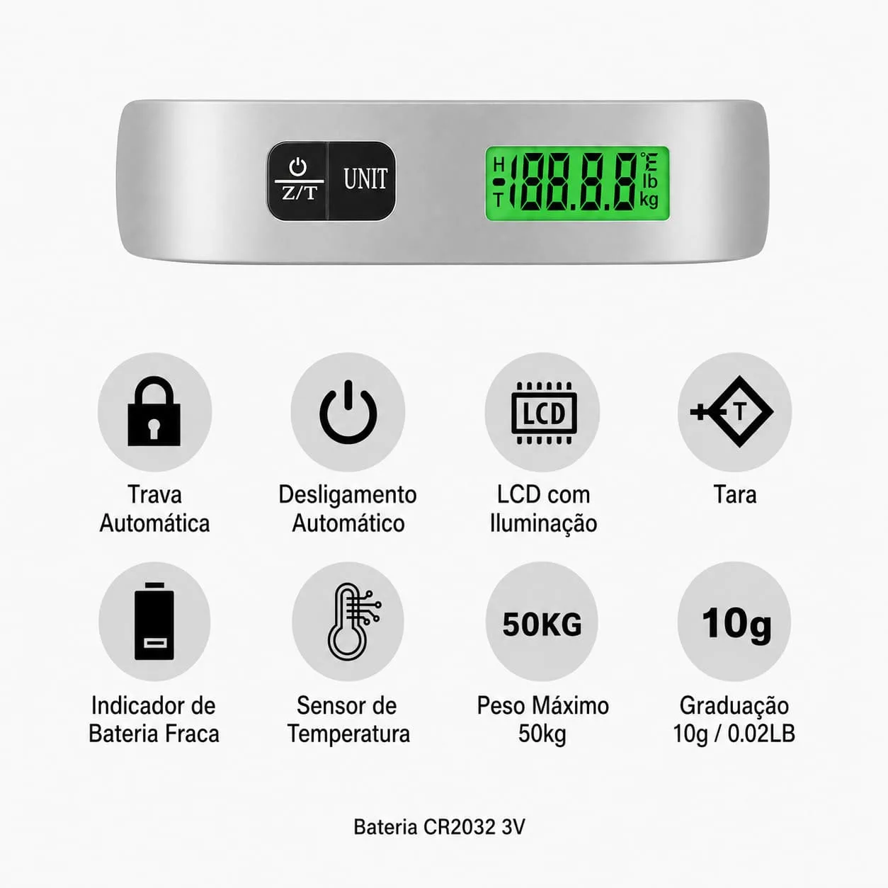 Balança Digital Portátil para Mala e Bagagem 50kg - Imagem 3