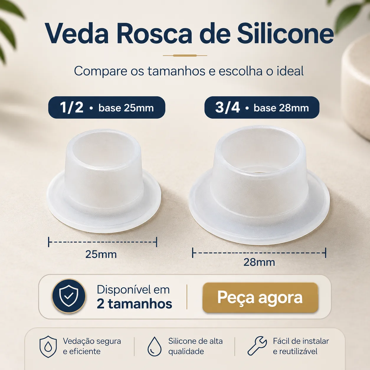 50 Veda Rosca Silicone Serve P/ 1/2 ou 3/4 - Imagem 3