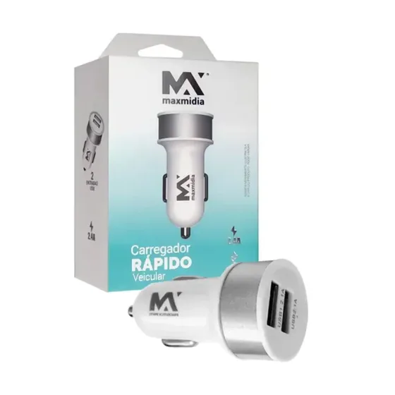 Carregador Rápido Veicular 2 Portas USB Celular 2.1 A