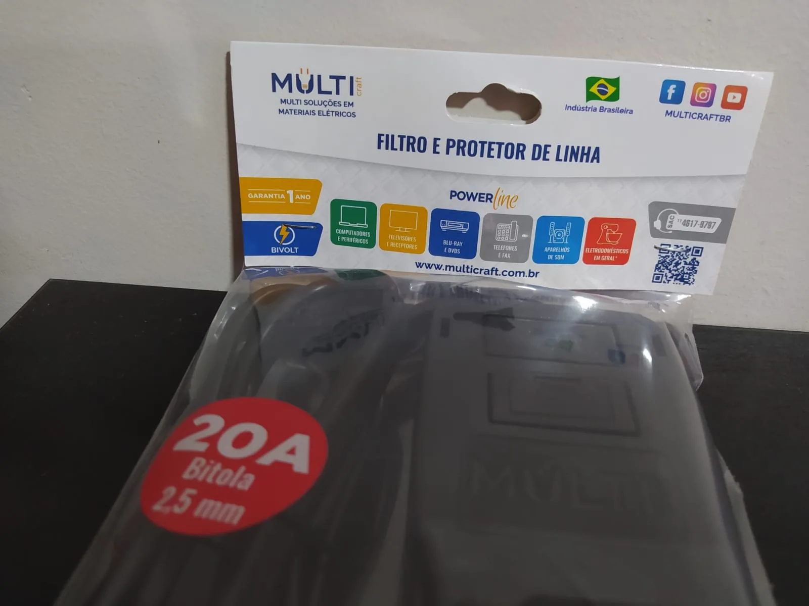 Filtro de Linha 20A 4 Tomadas (Pino Grosso) Multicraft - Imagem 2