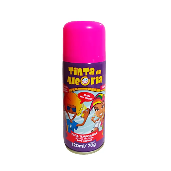Tinta Spray Para Cabelo Lavável Rosa 120ml Tinta da Alegria