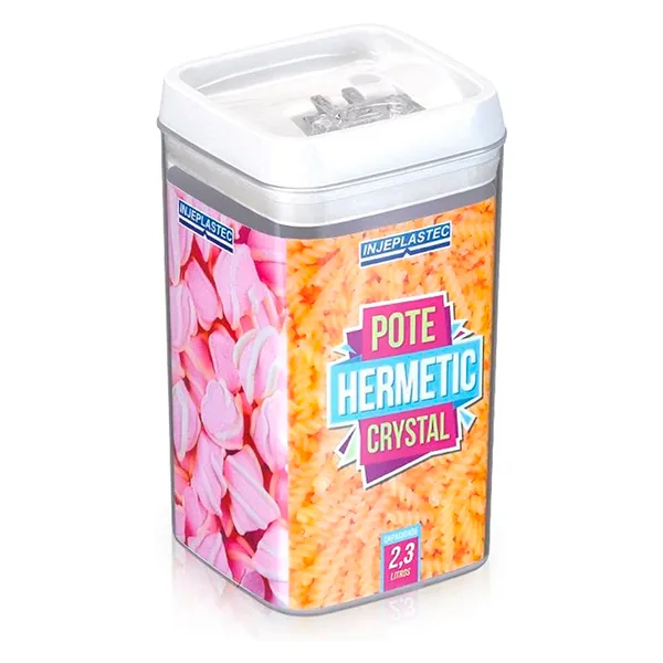 Pote hermético Crystal Quadrado 2,3 L - Injeplastec - Imagem 2
