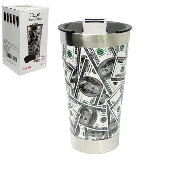 Copo Térmico Inox Parede Dupla C/ Abridor P/ Cerveja 550ml