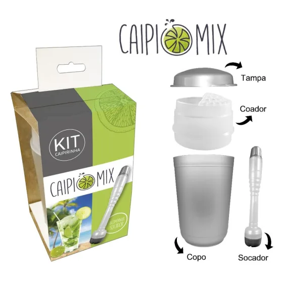 kit caipirinha com coqueteleira e socador