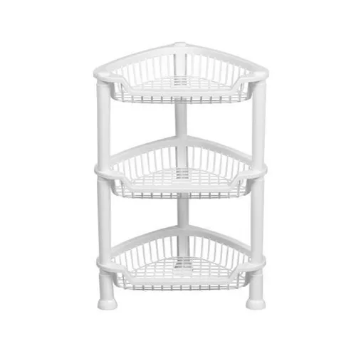 Fruteira De Piso De Plástico Triangular Branca Com 3 Andares