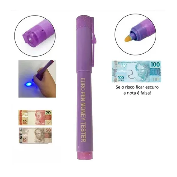 Caneta Detectora de Dinheiro falso Com Luz Ultra Violeta - Imagem 2