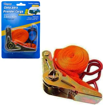 Cinta Para Fixação de Carga Até 50kg C/ Catraca 2.5cmX4.5m - Imagem 2