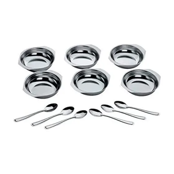 Conjunto Sobremesa 12 Peças Jogo Potes Colher Inox Cozinha