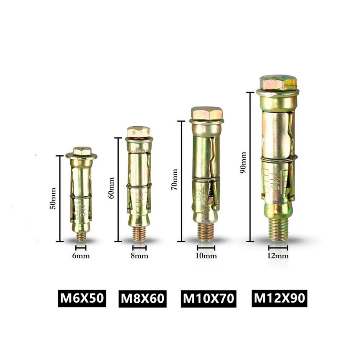 Chumbador Parabolt M8 X 60MM Aço Bicromatizado Kit 10 Peças - Imagem 3