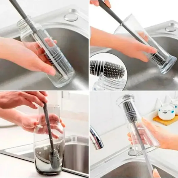 Escova de Silicone para Lavar Garrafas, Mamadeiras, Copos e Taças - Imagem 2