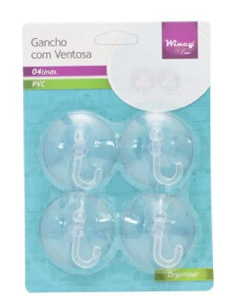 Cabide Gancho Com Ventosa 4 Peças 5cm" BEB05007 - Imagem 4