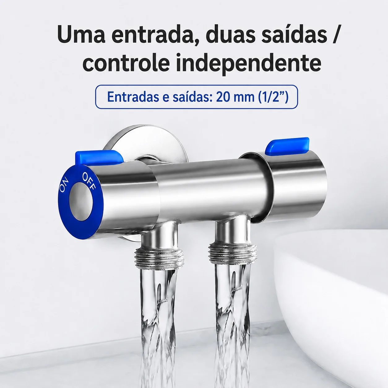 Válvula Registro Duplo Inox 1/2 1 Entrada 2 Saídas - Imagem 4