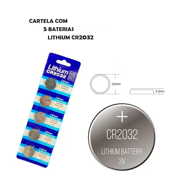 Bateria de Lítio 3v CR2032 5 Unidades - Imagem 2