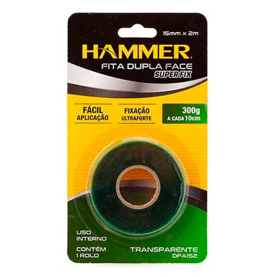 Fita dupla face ultra forte 15mm x 2m Hammer
