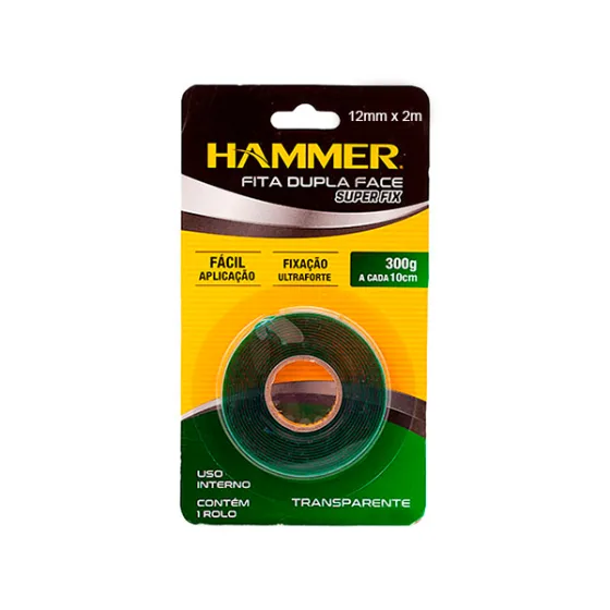 Fita dupla face ultra forte 12mm x 2m Hammer