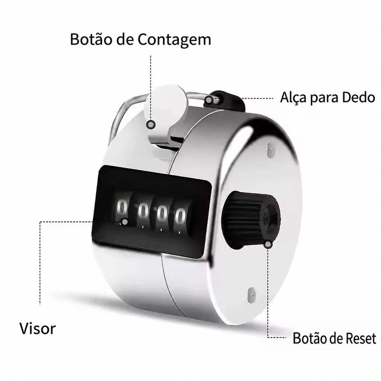 Contador Manual Mecânico Clicker 4 Dígitos com Reset - Imagem 5
