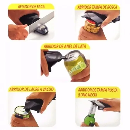 Afiador De Faca Abridor Tampa Potes Latas Rosca Multifunções - Faccilita - Imagem 3