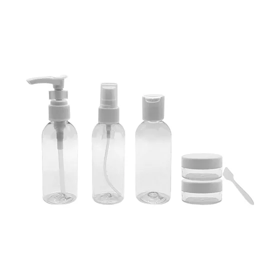 Kit Viagem Frascos Vazios 5 Peças + Necessaire Plástico